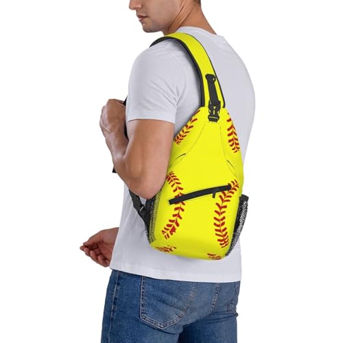 Softball Sling Backpack Sling Bag Crossbody Shoulder Bag Softball Purse Chest Bag For Men Women A - color: Softball a