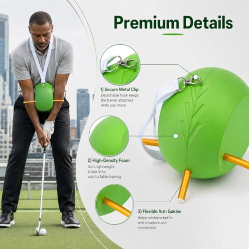 HERZ The Connector Golf Swing Trainer - Golf Training Aid Ball for Arm Body Connection, Upgraded Foam Swing Corrector for Driving Range Backyard Course Practice, All Skill Levels