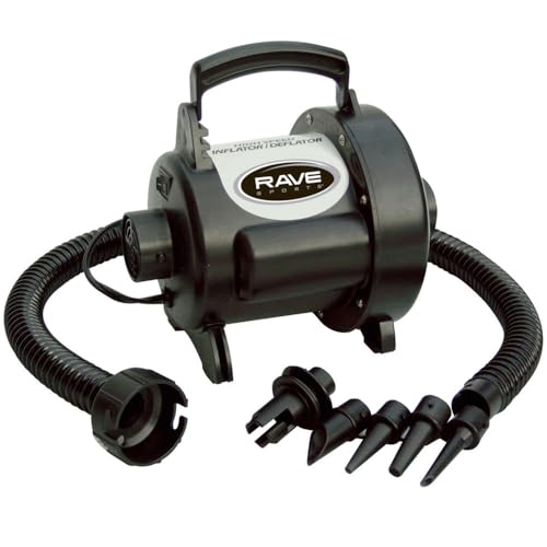 Rave Sports Electric Air Pump – Portable High Speed Inflator/Deflator for Inflatables, Water Slides, Air Mattresses & Pool Toys with 5 Adaptors