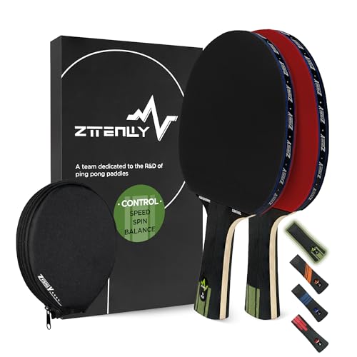 Ping Pong Paddle with Carbon Technology | Performance-Series,7-ply Finest Blade, Expert Speed/Edge/Balance, Thicker Protector Case | Table Tennis Racket for Professional - color: 2-Pack, style: Control