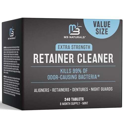 Retainer and Denture Cleansers Tablets, 8 Month Supply, Removes Bad Odors Discoloration Stains Plaque for Cleaning Invisalign Mouth Guard Night Guard and Removable Dental Appliances by M3 - size: 240 Count (Pack of 1)