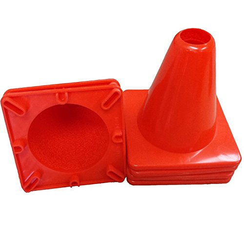 Workoutz Heavy Duty Orange Rubber Cones (6 Qty) for Sport Safety Racing Traffic