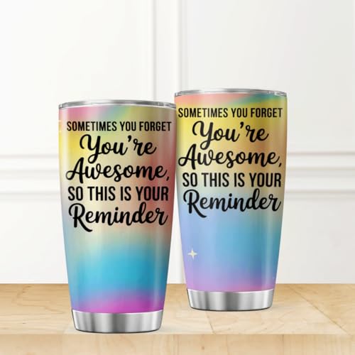 CUBICER Inspirational Quote Sometimes You Forget You'Re Awesome So This Is Your Reminder Design Stainless Steel 20 Oz Tumbler For Women Friends Coworkers Motivation Gift - color: Motivational Quote F4