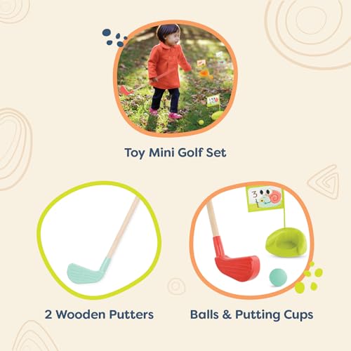 B. toys – Wooden Golf Set for Toddlers with Storage Bag – Sports & Outdoors Pretend Play Toy – 15 Pieces Set – 3+ Years - style: Wooden Golf Set