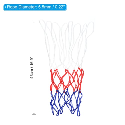 PATIKIL 8 Loops 12" Dia. Mini Basketball Net Replacement, 6 Pack PP Basketball Hoop Net Rim Nets Sturdy for Indoor Outdoor, White Red Blue