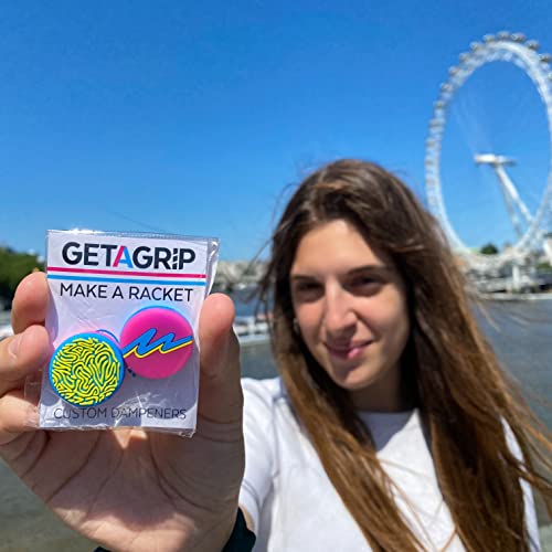 Get A Grip Tennis Dampeners – Vibration Dampener for Tennis Rackets – Shock Absorbing, Reduce String Vibration & Improve Feel – Fun, Colourful, Retro Designs – Tennis Accessories Gift - color: Soaking Up Vibes