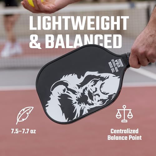 Bison Paddles: Carbon Graphite Pickleball Paddles - Lightweight Pickleball Rackets | Honeycomb Composite Core Improves Pickle Ball Placement and Increases Power | Durable Unibody Construction - color: Black Bison
