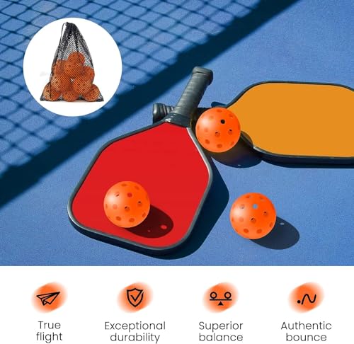 Geekman Backyard Pickleball Expert, Durable 40-Hole Balls with Bonus Paddles, Consistently Bouncing Balls for Park Games, Set of 6 Pack