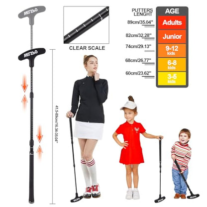 WELSPO Golf Putters for Men and Women Two-Way Kids Putter Mini Golf Putter with 2 Golf Putters, 4 Golf Balls for Right or Left Handed, Adjustable Length Golf Putter for Children, Teenagers and Adults