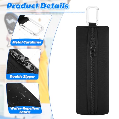 Padel Ball Holder Portable Paddleball Storage Bag with Metal Hook, Paddle Tennis Ball Carry Bag Holds 3 Pcs Regular Paddleball, Tennis Training Accessories Pouch