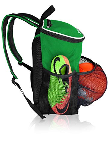 Soccer Backpack with Ball Holder Compartment - for Boys & Girls | Bag Fits All Soccer Equipment & Gym Gear (Black) - color: Green