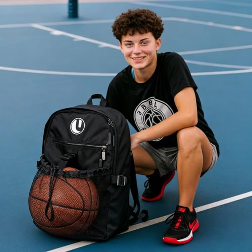 Basketball Backpack with Separate Ball Compartment & Shoe Storage - Durable Sports Bag for Kids & Youth, Water-Resistant Gym Bag for Soccer, Volleyball, and Basketball Gear Training