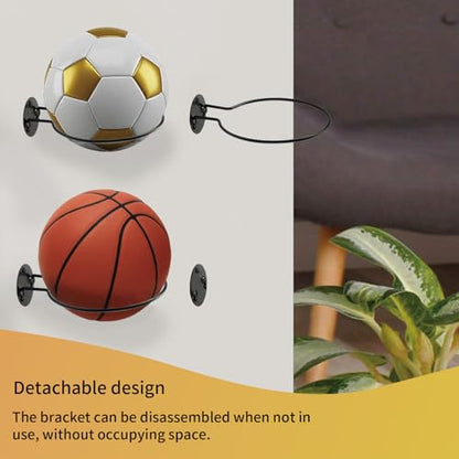 Wall Mount Ball Display Rack, Sports Ball Storage Holder for Basketball, Football, Soccer, Volleyball Collection,Sports Accessories Organizer - size: 2PCS