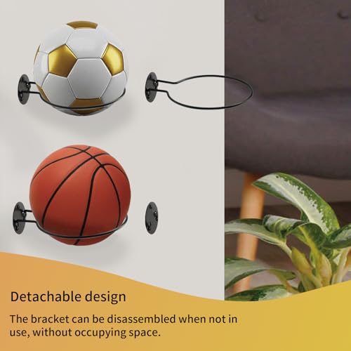 Wall Mount Ball Display Rack, Sports Ball Storage Holder for Basketball, Football, Soccer, Volleyball Collection,Sports Accessories Organizer - size: 1PCS