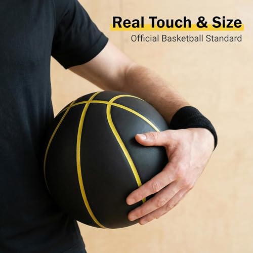 Silent Basketball Size 7 (29.5") Airless Basketball Foam Basketball – Grooved Indoor Basketball for Quiet Dribbling and Indoor Training, Pro PU Foam Ball – Quieter Basketball Gifts for Boys