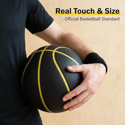 Silent Basketball Size 7 (29.5") Airless Basketball Foam Basketball – Grooved Indoor Basketball for Quiet Dribbling and Indoor Training, Pro PU Foam Ball – Quieter Basketball Gifts for Boys