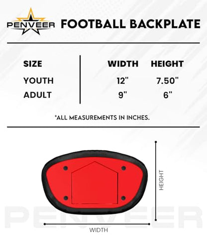 Football Backplate for Shoulder Pads with High Impact Padding, Adult & Youth Lower Backplate Football - color: Chrome Metallic Red, size: Adult