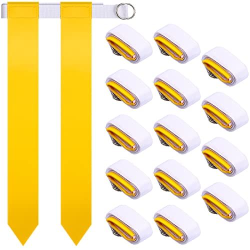 Sintege 14/28 Player Flag Football Belt Set, Adjustable Football Flag and Belts Gifts for Youth Adults Sports Training Event - color: Yellow