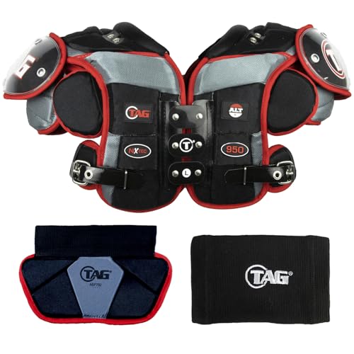 TAG Adult ALT4-950 Football Shoulder Pads for Running Back, Defensive Back, Fullback and Line Backer - size: X-Large, style: Bundle