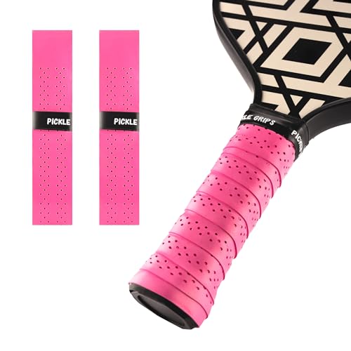 Pickle Grips Pickleball Paddle Grip Tape - Overgrip Grip Wrap for Pickleball Racket - Moisture Wicking Paddle Grip Wrap (2 Pack) - color: Pink