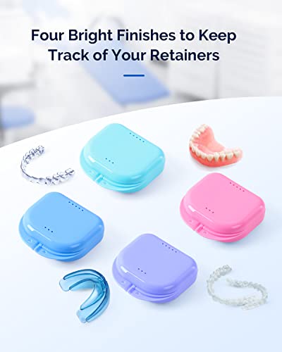 JMU Retainer Case with Vent Holes, Orthodontic Storage Case, Travel Box for Aligner & Mouth Guard (2 Pcs, Pink and Blue) - color: Blue/Pink