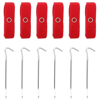 6pcs Beach Volleyball Boundary - 26ft Volleyball Court Line Webbing & Ground Anchors for Sand Courts, Outdoor Training, Tournaments, Backyard Games