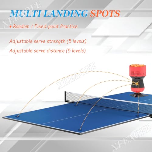 Table Tennis Robot with Cordless Control, Ping Pong Ball Machine for Training with 90-Ball Capacity, Automatic Pitching Machine, Serving Speed/Frequency Adjustable
