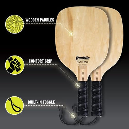 Franklin Sports Pickleball Starter Set - Official Starter Set of The US Open - Includes Net, (2) Paddles, and (2) X-40 Pickleballs