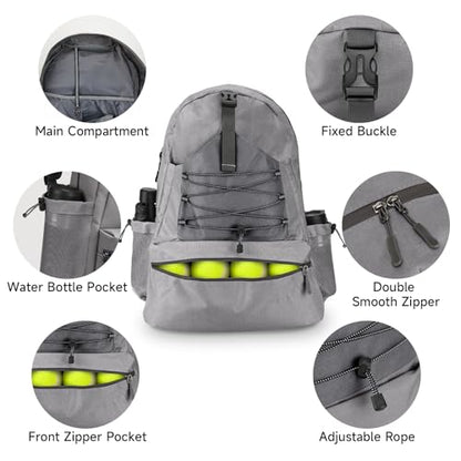 SANLIKE Pickleball Bag Backpack for Men Women，Large Pickle Ball Paddle Bag Fits 2 to 4 Paddles,Sports Duffle Bags with Shoe Compartment and Pocket - color: Gray