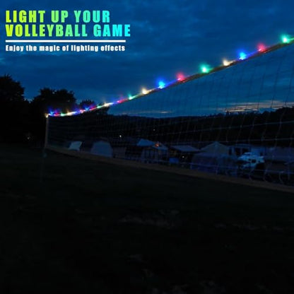 Aoneky Glow in The Dark LED Light Up 32ft Portable Volleyball Net