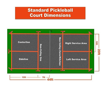 PortablePickleball Court Marking Kit,Innovative, 10 Zippered sandbags Keep thewind from Messing Around,Temporary Pickleball Boundary Lines, 8 Nylon webbings, Net Not Included