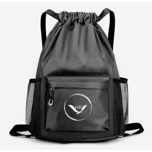 MockingBird Extra Large Drawstring Backpack Black |Gym Bag with Wet & Dry Compartment| Basketball Bag Sackpack for Men Women |Sports Bag Backpack for Swim Soccer Accessories Essentials - color: Black