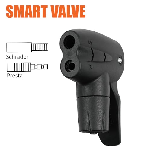 BV Schrader & Presta Pump Head - Universal Bike Pump Head Replacement with Leak-Free Seal - Dual Valve or Double-Sided Head - Durable Floor Pump Replacement Head - Tool-Free Installation - style: Dual Valve