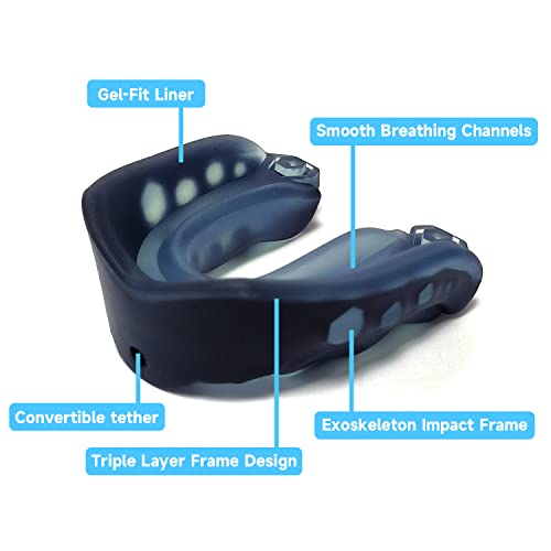 2 Pack Football MouthGuard with Straps and Case,Kid Mouth Guard Youth Football Mouthpiece,Kid Sports Mouth Guard for Boxing, Basketball, MMA, Lacrosse,Hockey,MouthGuard for Kid&Youth - size: Kid