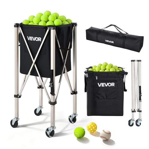 VEVOR Tennis & Pickleball Hopper Holds 200/175/150/120 Balls, 3-in-1 Tennis Foldable Pickleball Basket Cart for Easy Installation, Storage Bag for Tennis Training & Teaching - style: 200 Balls
