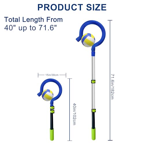 Volleyball Spike Trainer, Durable Lightweight Volleyball Hitting Trainer Adjustable Length Volleyball Training Equipment for Beginners & Pro Improving Serving and Hitting Placement