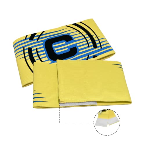 Soccer Captain Armband, 2Pcs Sports Captain Armbands Elastic Protective Arm Badge Adjustable Football Basketball Player Bands Adult Women Men - style: arc-yellow