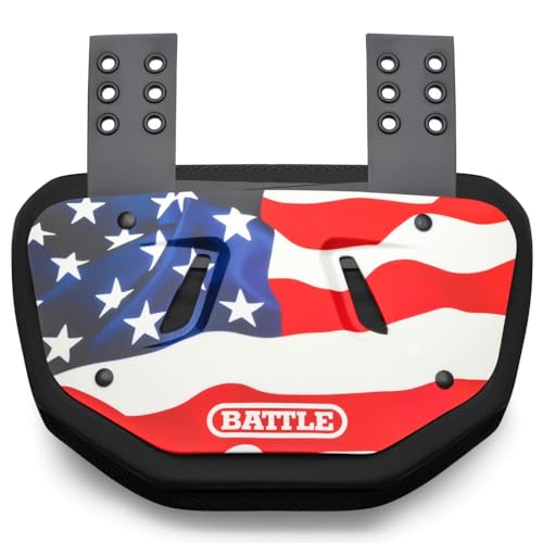 Battle Sports USA Football Back Plate – Hard Shell Lower Back Protector with Contoured Foam for High-Impact Protection for Youth, Kids and Adults - color: American Flag Red/White/Blue, size: Adult