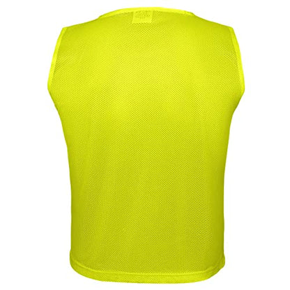 Athllete 12 pcs Duramesh Pinnies/Scrimmage Vest - Kids Youth and Adult Pinnies, Numbered Penny Jerseys for Soccer - color: Neon Yellow (Set of 12), size: Small