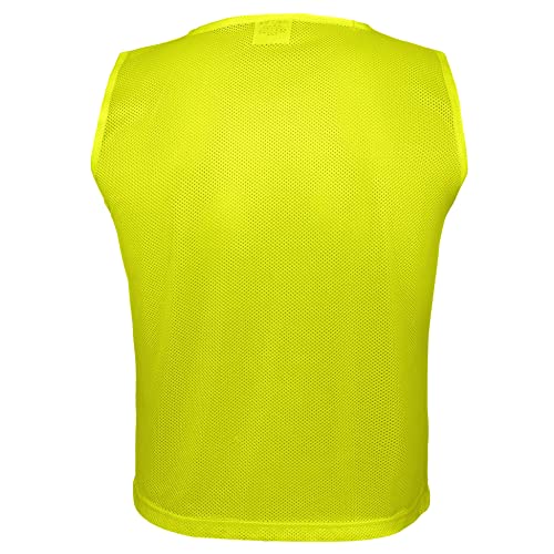 Athllete 12 pcs Duramesh Pinnies/Scrimmage Vest - Kids Youth and Adult Pinnies, Numbered Penny Jerseys for Soccer - color: Neon Yellow (Set of 12), size: Medium