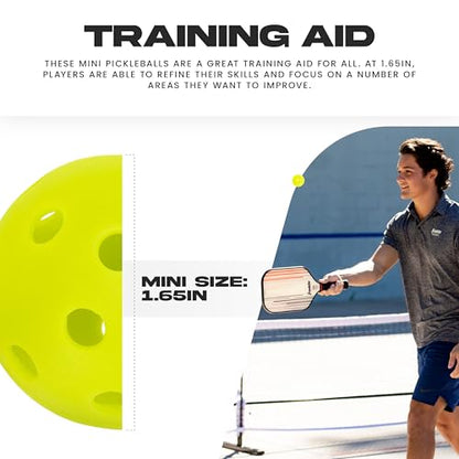 Franklin Sports Mini Training Pickleballs - 1.65" Inch Practice Pickleballs - Indoor + Outdoor Balls for Speed, Control + Accuracy Training - Yellow - 12 Pack