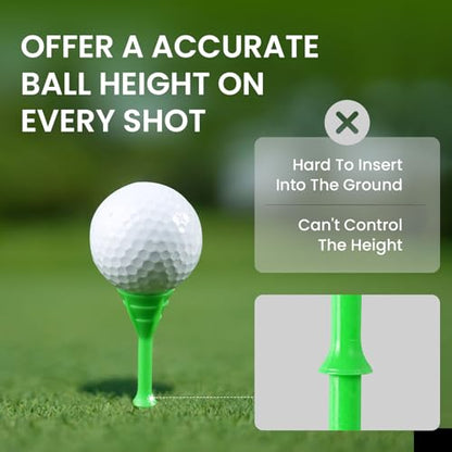 VEASAERS Golf Tees Plastic 3 1/4 inch Unbreakable 30 Pack with Pouch Bag, Durable Stable Available 83 mm Long Tee for Golfer Practice - color: Green