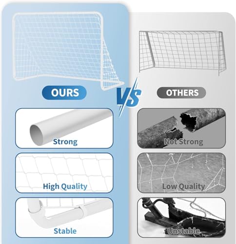 Soccer Goals, 6 * 4FT Portable Soccer Goal for Kids, Foldable Football Net and Frame for Backyard Outdoor, Sport Games Training Practice Goal Set for 3-11 Children or Youth, White - style: 6 × 4FT