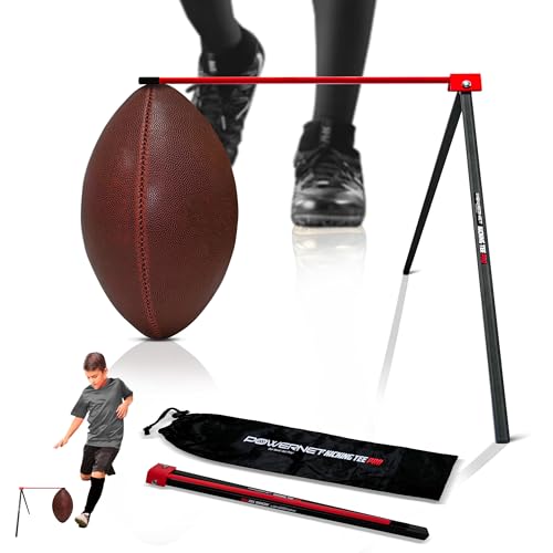 PowerNet Football Kicking Tee Pro | Portable with Included Carry Bag | Durable All Metal Football Holder | Use for Field Goal Practice and Training | Compatible with All Football Sizes