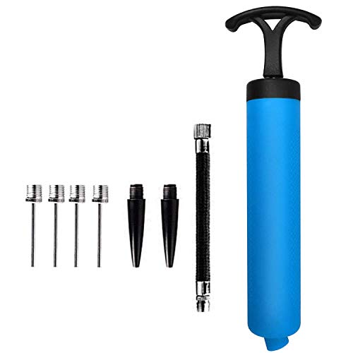 Ball Pump for Basketball, Soccer, Volleyball, Rugby, Water Polo Ball & Other Inflatables Air Pump, Needles and Nozzles Included - color: 1 PACK - BLUE