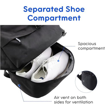J World Ace 2 Racket Tennis Backpack for Women Men. Badminton Squash Pickleball Bag. Kids Sports Gym Bag w/Shoe Compartment - color: Black