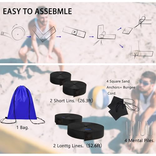 Lines Grass - Beach Outdoor Court 2 inches high More Visible, Backyard Court Lines - Visible Marking Rope Set Sports - color: Black