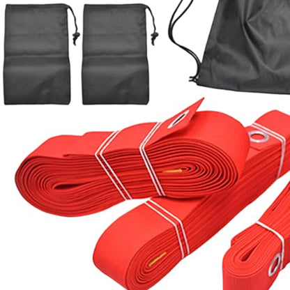 Beach Volleyball Court Boundary Lines Kit Portable with Metal Anchors 52.5 ft and 26.2 ft Line - color: Red