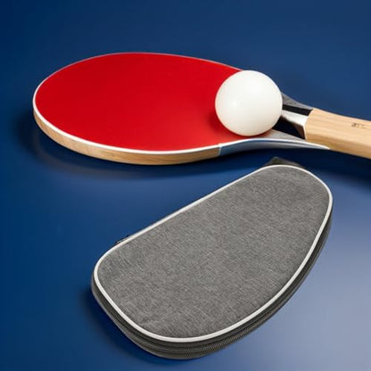 Ciieeo 2pcs Table Tennis Racket Storage Bag with Paddle Cover and Ball Holder, Portable Grey Shell Case for Ping Pong Paddle Protection and Sports Travel Organizer