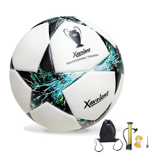 Professional Soccer Ball Size 5, Thermal Bonded Waterproof PU Match-Quality Training Ball with Pump - color: black and whtie, size: size 5